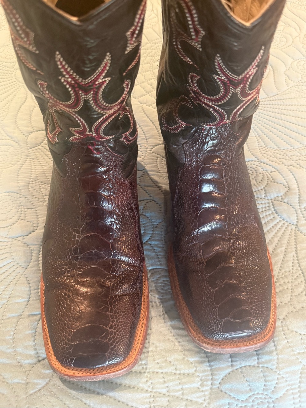 Ostrich Cowboy Boots, Square toe